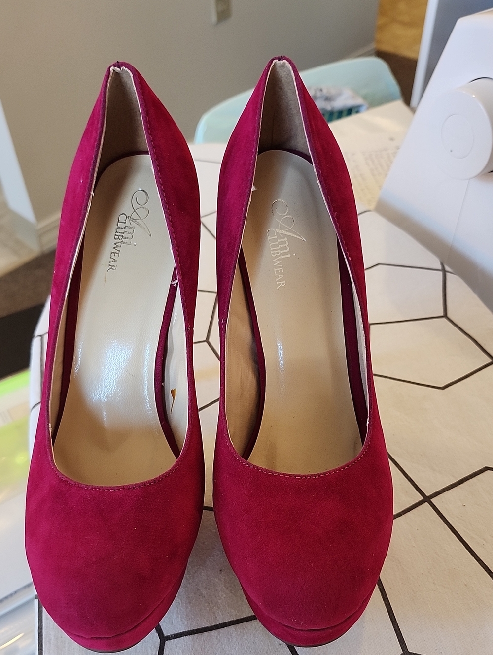 Ami Cherry-3 (Fuchsia) Faux Suede Platform High Heels